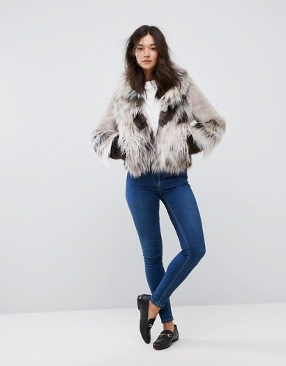 Urban Code Faux Fur Patchwork Coat | fluffy winter coats - flipped