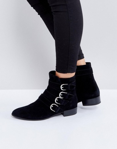 Vagabond Gigi Black Suede Ankle Boots ~ black buckle boots