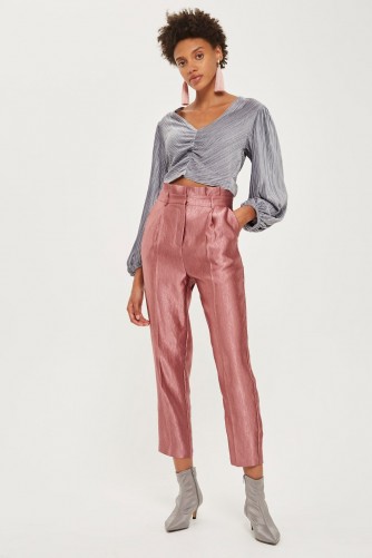 Topshop Velvet Crinkle Ruched Blouse / grey luxe style blouses