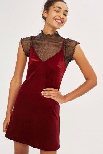 Topshop Velvet Slip Dress | red cami dresses - flipped