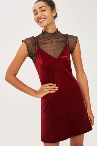 Topshop Velvet Slip Dress | red cami dresses