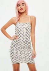 missguided white sequin bodycon cami dress ~ going out slip dresses ~ strappy ~ sequins
