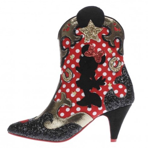 irregular choice black & red x disney hot diggety dog boots / glittering cowboy boots / black and red western boots - flipped