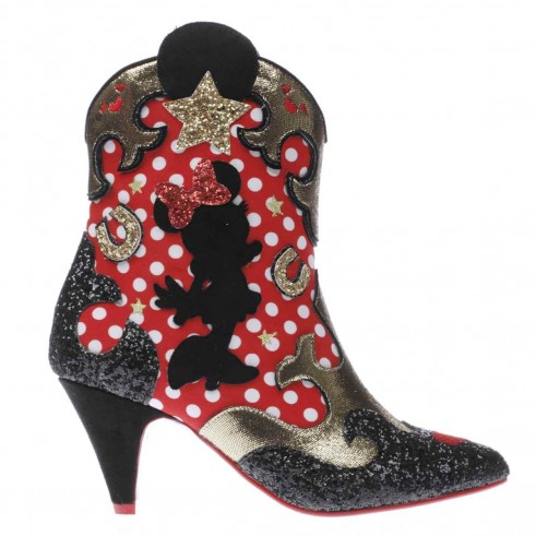 irregular choice black & red x disney hot diggety dog boots / glittering cowboy boots / black and red western boots