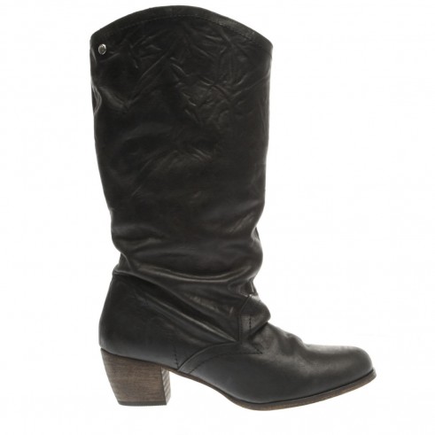 red or dead black darlene boots / black leather calf-length western ...