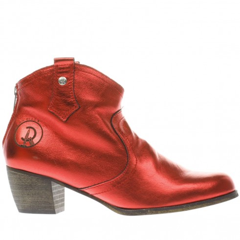 red or dead red mountain metallic boots ~ leather western boots ~ shiny cowboy ankle boot