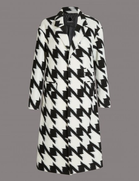 AUTOGRAPH Wool Blend Dogtooth Print Coat ~ large houndstooth printed coats ~ chic outerwear ~ M&S/Marks and Spencer - flipped