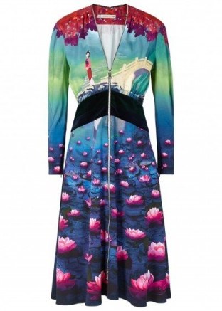 MARY KATRANTZOU X Disney Lilly Mulan-print dress ~ designer printed dresses - flipped