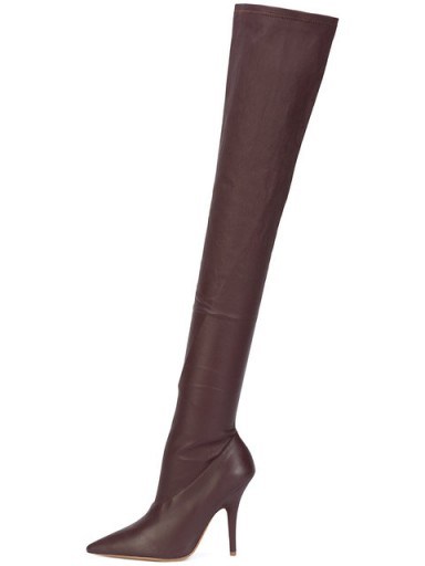 YEEZY thigh high boots / pointed toe oxblood red leather boot - flipped