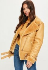 Missguided yellow ultimate aviator jacket | mustard fur lined jackets