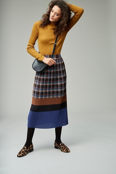 Dhruv Kapoor Zayit Pleated Check Maxi Skirt / checked skirts - flipped