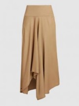 ZERO + MARIA CORNEJO‎ Eco Drape Wave Skirt | camel asymmetric midi skirts