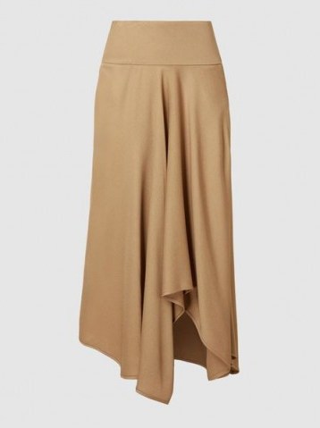 ZERO + MARIA CORNEJO‎ Eco Drape Wave Skirt | camel asymmetric midi skirts - flipped