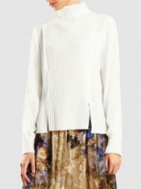 ZEUS+DIONE‎ Ziria Wool And Crepe De Chine Turtleneck Blouse | high neck front slit sweaters