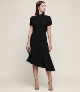 REISS ZINC HALTERNECK MIDI DRESS BLACK ~ chic asymmetric evening dresses ~ lbd