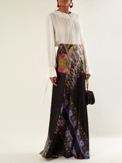 ETRO Abstract floral-print hammered silk-satin skirt ~ chic evening skirts ~ elegant eveningwear - flipped