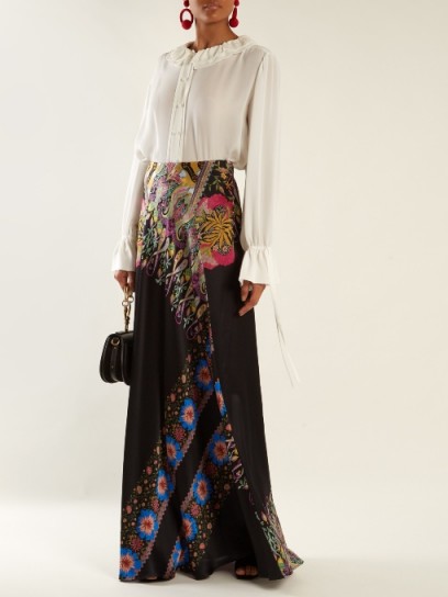 ETRO Abstract floral-print hammered silk-satin skirt ~ chic evening skirts ~ elegant eveningwear