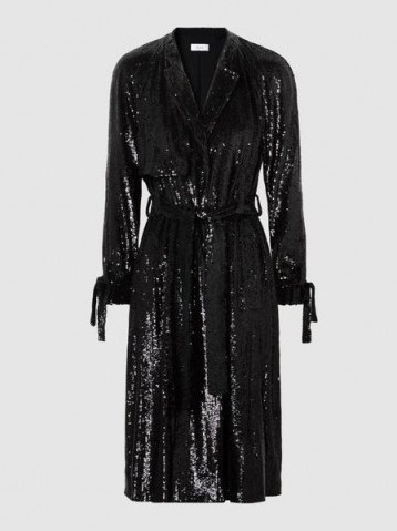 Holloway Sequinned Wrap Coat ~ black sparkly coats ~ evening luxe - flipped