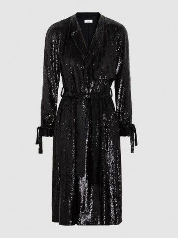 Holloway Sequinned Wrap Coat ~ black sparkly coats ~ evening luxe