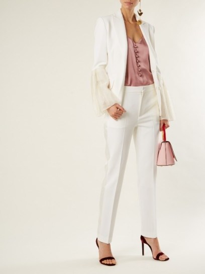 ROKSANDA Alden silk-blend crepe blazer ~ ivory flared cuff jackets ~ luxe blazers - flipped
