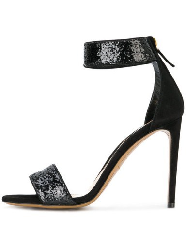 ALEXANDRE VAUTHIER glitter ankle strap sandals / glittering barely there heels - flipped