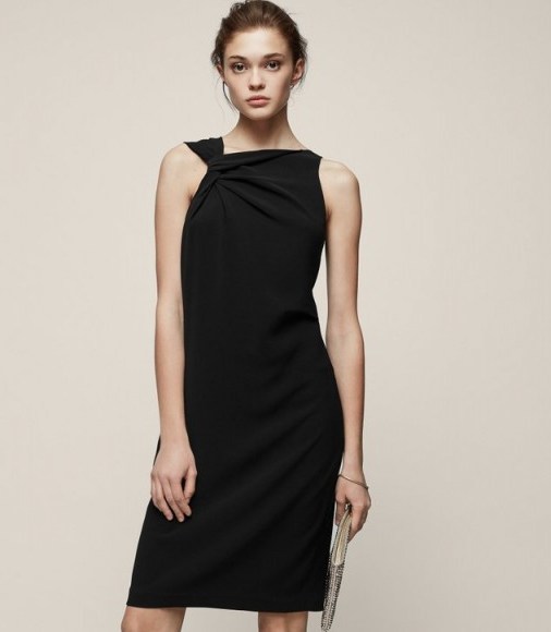 REISS ALIYA NECKLINE-DETAIL COCKTAIL DRESS BLACK / lbd / chic party dresses - flipped