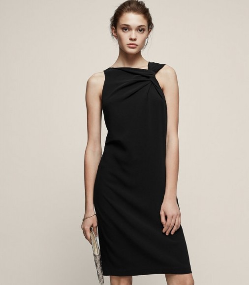 REISS ALIYA NECKLINE-DETAIL COCKTAIL DRESS BLACK / lbd / chic party dresses