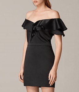 ALLSAINTS ALESSIA DRESS / black bardot dresses / lbd / ruffle party fashion - flipped