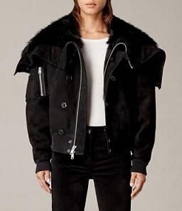 ALLSAINTS TRUX BOMBER JACKET | black winter fur lined jackets - flipped