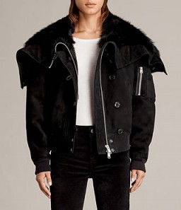 ALLSAINTS TRUX BOMBER JACKET | black winter fur lined jackets