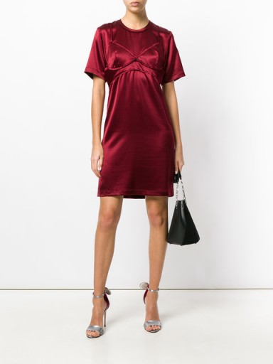 AREA bra detail mini-dress / red silk dresses / shiny fabrics