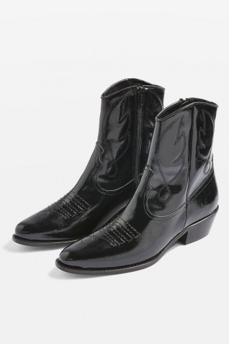 Topshop Arizona Western Boots / shiny black cowboy ankle boot