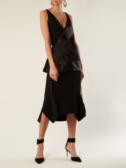 ALTUZARRA Arthur black crepe midi skirt ~ asymmetric hemline skirts ~ evening clothing - flipped