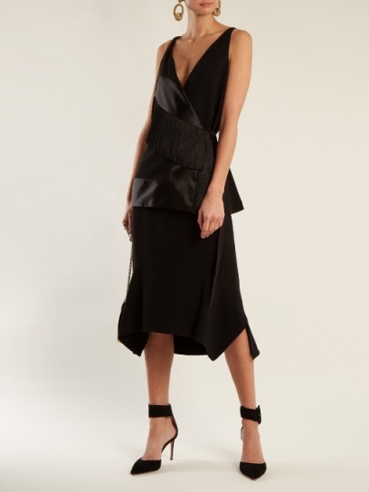 ALTUZARRA Arthur black crepe midi skirt ~ asymmetric hemline skirts ~ evening clothing