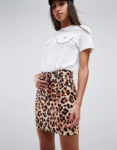 ASOS Denim Original Skirt in Leopard | animal print skirts - flipped