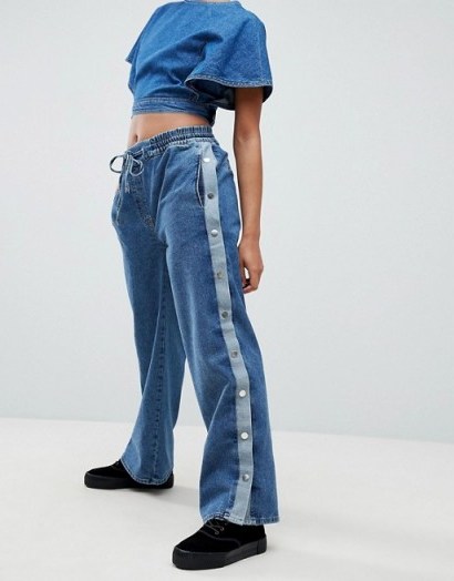 ASOS Denim Track Pants With Side Popper Detail - flipped