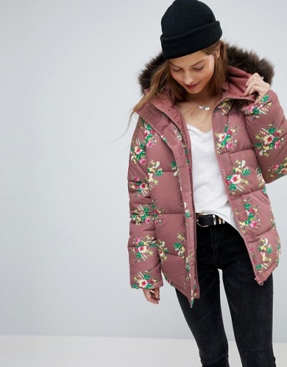 ASOS Puffer Coat in Floral Print | cute winter coats