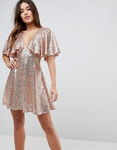 ASOS Sequin Fluted Sleeve Lace Mini Dress – sparkly party dresses