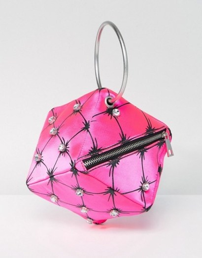 ASOS X Mary Benson Cube Clutch Bag ~ pink evening bags - flipped