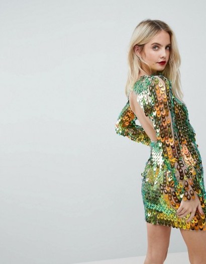 ASOS PETITE Embellished Ultra Mini Cut Out Back Dress ~ shimmering multi-coloured party dresses - flipped