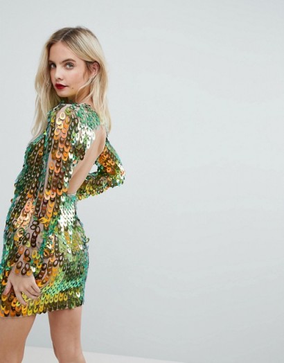 ASOS PETITE Embellished Ultra Mini Cut Out Back Dress ~ shimmering multi-coloured party dresses