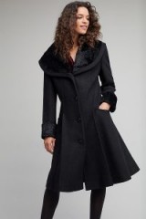 Helene Berman Astrakhan Princess Coat / black fit and flare winter coats