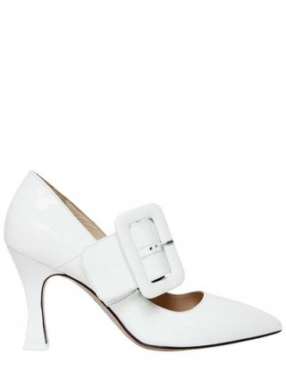 ATTICO ELSA VINYL MARY JANE PUMPS ~ white buckle shoes