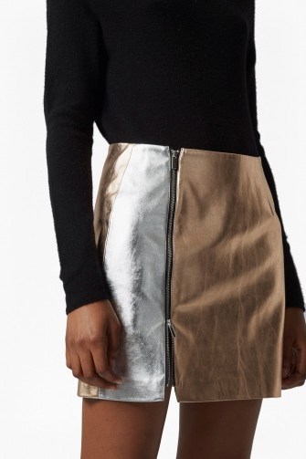 FRENCH CONNECTION AUDREY PU MINI SKIRT | metallic silver/rose gold skirts - flipped
