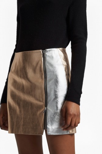 FRENCH CONNECTION AUDREY PU MINI SKIRT | metallic silver/rose gold skirts