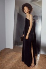 FRENCH CONNECTION AURORE VELVET ONE SHOULDER MAXI DRESS | luxe style slit leg playsuits | glam party wear