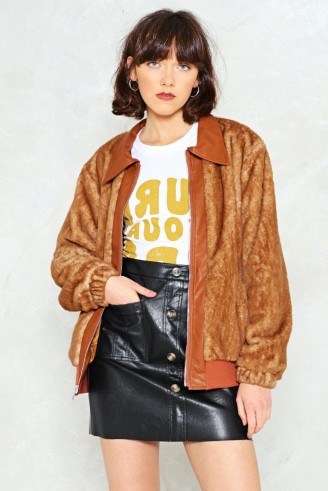 NASTY GAL Bad Romance Faux Fur Jacket / fluffy brown jackets - flipped