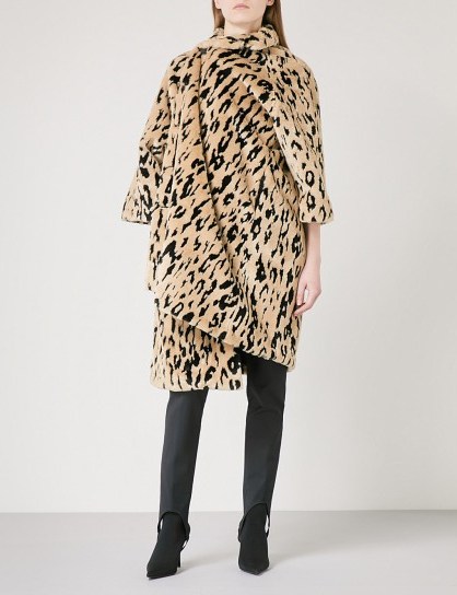 BALENCIAGA Pulled Opera faux-fur coat ~ black and beige animal prints ~ glamorous winter coats - flipped