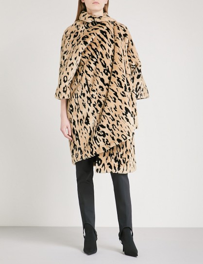 BALENCIAGA Pulled Opera faux-fur coat ~ black and beige animal prints ~ glamorous winter coats