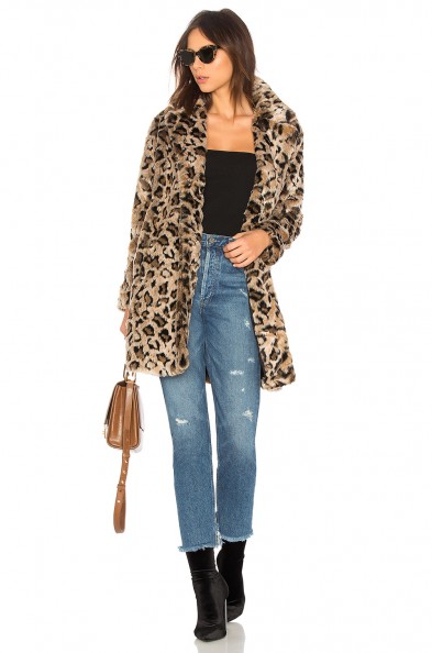 BB Dakota ROONEY FAUX FUR COAT ~ brown animal print coats ~ glamour ~ glamorous winter coats
